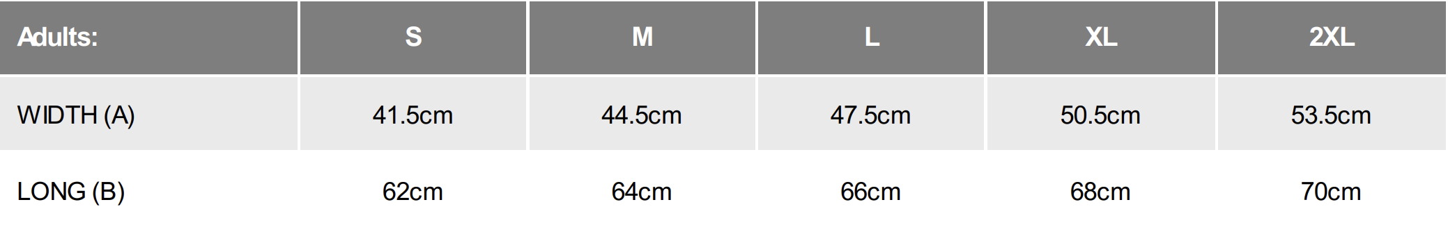 Tabla de Tallas